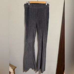 aerie Dark Gray Ribbed Wide-Leg Knit Pants